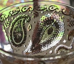 VTG Georges Briard 22kt Gold/Green Paisley Old Fashion Glasses Set of 2