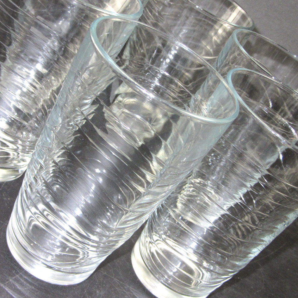 6 Vintage Libbey Wave Cooler Pattern Drinking Glasses Tumblers 5-5/8” tall Wavy