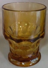 Set(2) Vintage Anchor Hocking Georgian Amber 8oz Glass Tumblers Honeycomb Panel