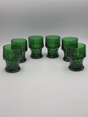 Set Of 6 Vintage Anchor Hocking Georgian Forest Green 8oz Drinking Glasses