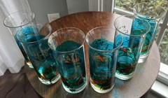 6 STIF Romania Hand Painted Hand Blown Flared Rim Glasses Clean Beautiful