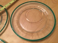 Set of 4 WESTON TIFFIN OPTIC Glass, Green Rimmed, 1930’s Art Deco, Snack Plates