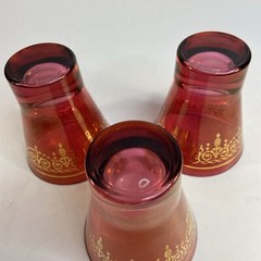 3 Timon Collezione Italian Drinking Glasses Cranberry Flash Italy Valentine Day