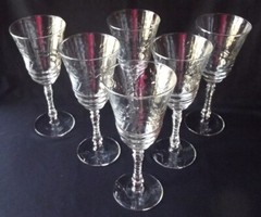 6 VINTAGE ROCK SHARPE «ARCTIC ROSE» ETCHED CRYSTAL WATER GOBLETS 7-7/8″ T