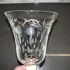 1 Gray Cut Circle Dot Leaves UNK359 Crystal Clear Glass 6-7/8 Water Goblet