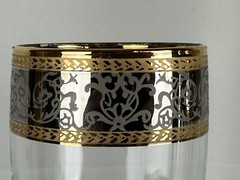 Baroque Gold & Platinum Crystal 24K Gold Band 4 Pieces Champagne Wine Glasses