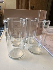 Gold Monogram «B” Glass Set of 4 Juice Glasses 4.5» Vintage