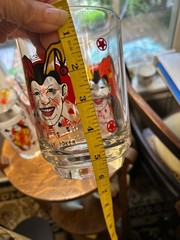 Vintage MCM Glass Tumblers With Playing Card Designs With Joker Cup