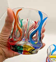 CC ZECCHIN MURANO Ocean Whisky Glass, Multi color 4″ Tall – 1 pc