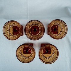 1928’s VintageYellow Amber Elegant 5 Diamond Cut Wine Goblet Glasses