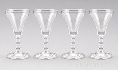 Libbey Knob Hill Sherry Glasses Clear Bubble Stemmed Barware – Set of 4