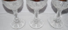 Vintage Anna Hutte Bleikristall Lead Crystal Wine Glasses Gold Rim Rose Set of 6
