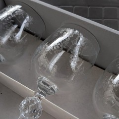 Vintage NIB: Six (6) Fine Crystal WINE GLASSES; CASCADE Bohemia Czechoslovakia