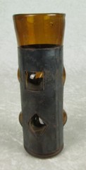 Felipe Derflingher Caged Imprisoned Amber Drinking Glass 7-3/4 in Tall MCM