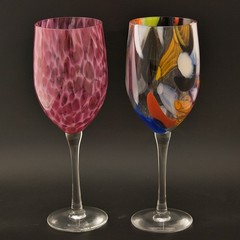 The Glass Forge Kaleidoscope / Multi-Color Wine Glasses Set of 2 Rainbow 2005