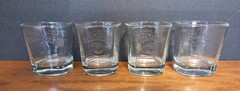 Set of 4 Jack Daniels Old No 7 Brand Whiskey Embossed 8oz Lowball Glasses Signed
