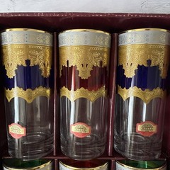 RARE! VTG France Crystal Collection Royal 24K Gold Glasses Set of 6 Handmade
