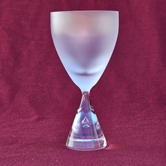 Vintage MURANO Frosted & Clear Wine Glass Hourglass Design w TEARDROP BUBBLE #2