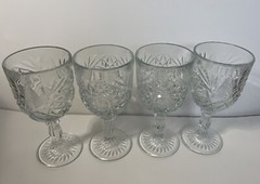 4 Vnt Libby STAR OF DAVID Hobstar Starburst Goblets Glasses Water Wine 12oz 7.25