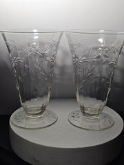 Pair (2) Elegant Cut Class Iced Tea Unkown Maker Great Cutting Excellent Cond.