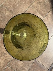 RARE! Artland Iris Seeded AVOCADO Green Bubble Glass Goblet MouthBlown 8.5″ 12oz