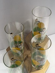 Libbey 4 Cooler Tumbler Glasses – 15 OZ MCM Tennis Theme Retro Vtg – Rare find