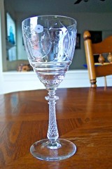 Rock Sharpe Glass Clear Polished & Gray Cut Glass Breton 10oz Water Goblet EUC