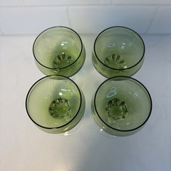 Vintg Sasaki Coronation Hawthorne Jade Green 4 Brandy/Cocktail Glasses 4 oz MCM