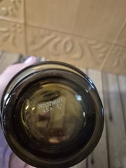 Vintage Pfaltzgraff Village glass Tumbler With Brass Saucer