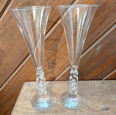 Set of 2 Vintage 2000 Champagne Flutes France, 10 1/4″ tall