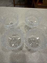 Vintage Cristal d’ Argues Champagne Coupe Glasses Diamond Cut Stemware Set 4