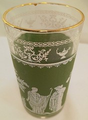 Wedgwood Jasperware Jeanette Hellenic Green barware old fashioned/juice glass 4″