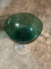Vintage 1940s Tiffin glass Killarney green hex stem sherbet/champagne