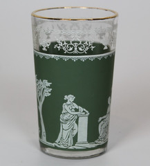 Wedgwood Jasperware – Jeanette – Hellenic Green Juice Glasses FIVE – 3 7/8” tall