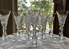 ELMIRA #17 AMERICAN BRILLIANT CUT GLASS SHERRY GLASSES (8) C.1903-1905