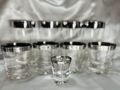 Set Of 9 Dorothy Thorpe Silver Band MCM Glasses