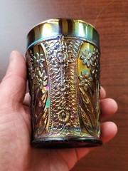 Pretty Blue Fenton Carnival Glass Bouquet Pattern Tumbler