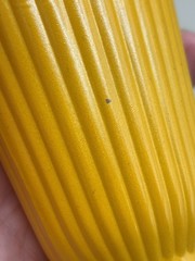 2 Vintage Old Fashioned Ribbed MILKSHAKE GLASS Retro MCM Yellow And Green