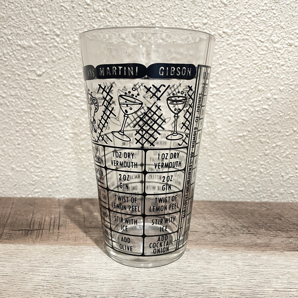 Cocktail Recipe Glass, Bartender Drink Recipe Glass, Vintage Federal Glass