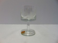 Cordial Glass Etched Leaf And Berry Design Made In Roumania c1950s