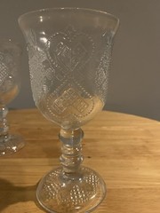Vintage 2 Avon Fostoria Hearts And Diamonds Water / Wine Goblets