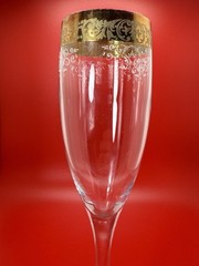 VINTAGE Cellini Italian Crystal Champagne Flute 24K Gold Trim Hand Decorated
