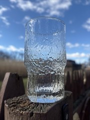 2 Indiana Glass Co Crystal Ice Textured Glass Low Ball Set 1960s MCM 5”