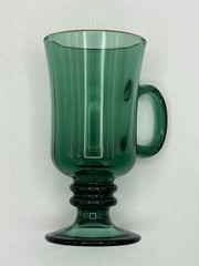 Vintage Libbey Glass Irish Coffee Mug Emerald Footed Set of Six 22k Gold Rim 6”