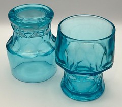 Viking 4″ Aqua Georgian Tumblers Set of Two | Vintage UV Glow