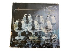 VTG Valencia Hand Decorated Brandy Glasses Set of 6, 13.5 oz, 24K Gold Rim NEW