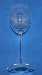 set of 4 etched crystal 7.5″ wine glasses stemware flowers leaves