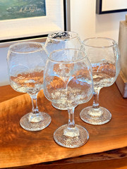 Libbey Chivalry Hammered Glass All Purpose Wine Goblets Set of 4 Vintage