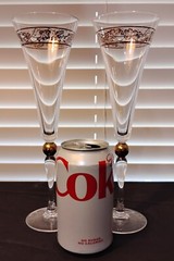 Set Of Two Godiva Year 2000 10-3/8″ H Crystal Champagne Flute Glass w/Gold Trim