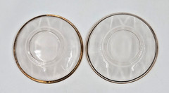Libbey Golden Foliage Highball Glasses Set of 2 w/ Gold Trim Coasters Frosted